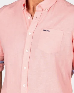 Linen Pastel Pink Long Sleeve Shirt