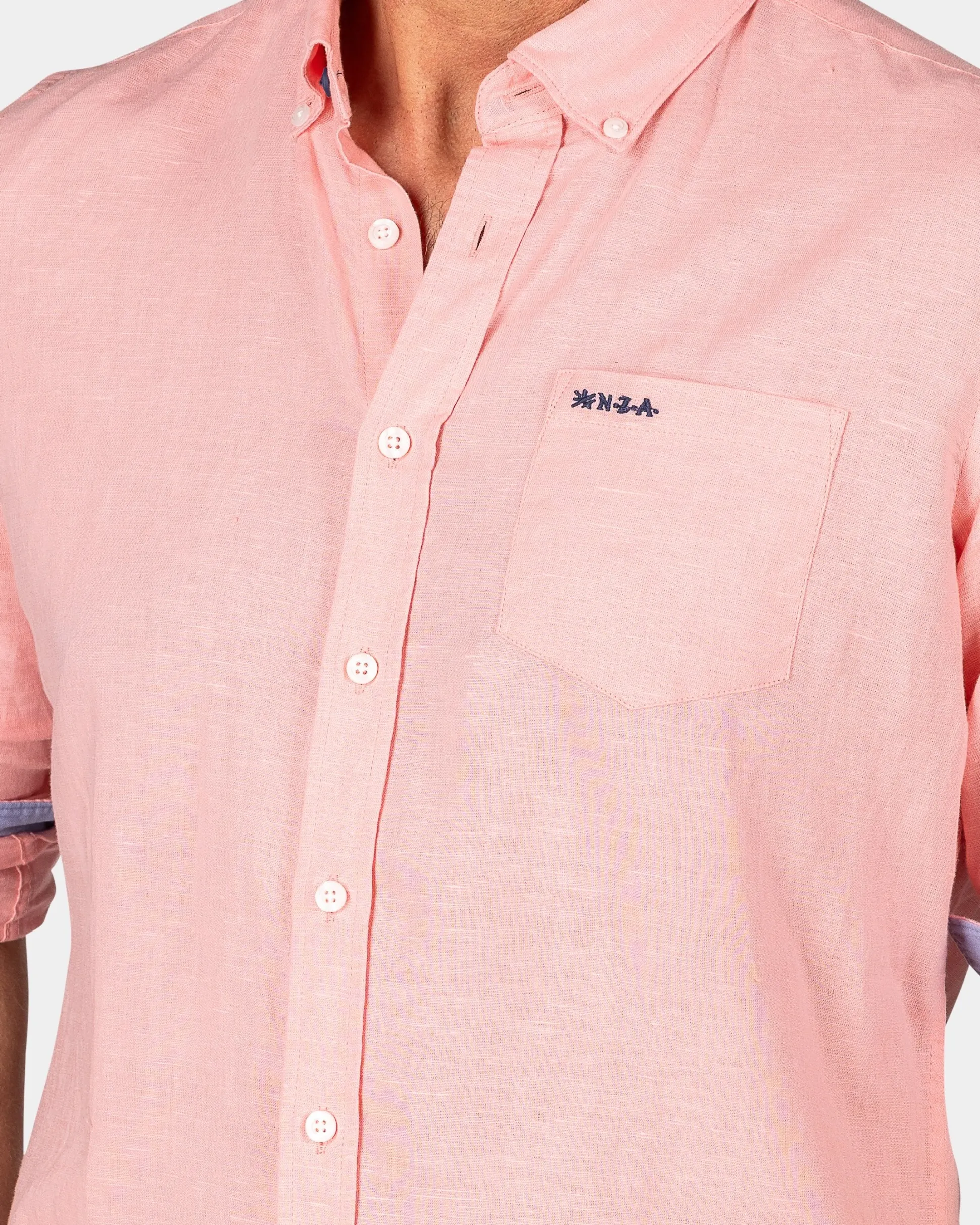 Linen Pastel Pink Long Sleeve Shirt