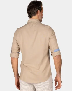 Linen Sand-Colored Long Sleeve Shirt