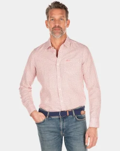 Linen shirt with dotted print - Red Cider