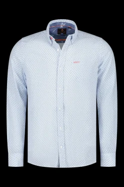 Linen shirt with dotted print - Universal Blue