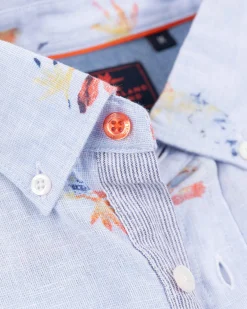 Linen shirt with flower print - Rhythm Blue