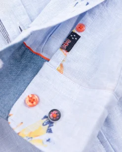 Linen shirt with flower print - Rhythm Blue
