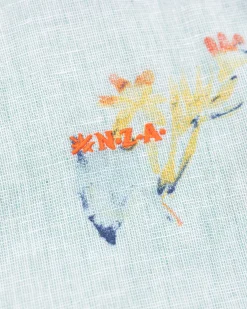 Linen shirt with flower print - Amazon Green
