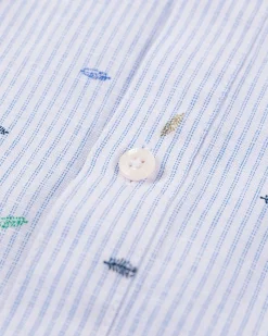 Linen shirt with light blue print - Light Blue