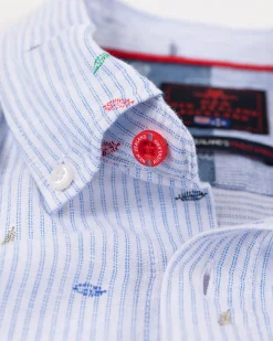 Linen shirt with light blue print - Light Blue