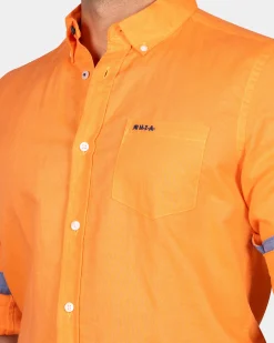Linen shirt with stretch - Fresh Orange