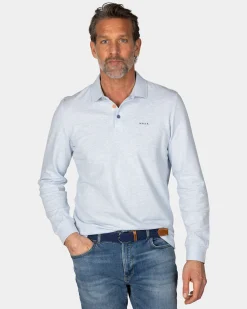 Long sleeve cotton blue polo