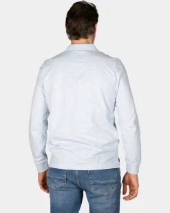 Long sleeve cotton blue polo