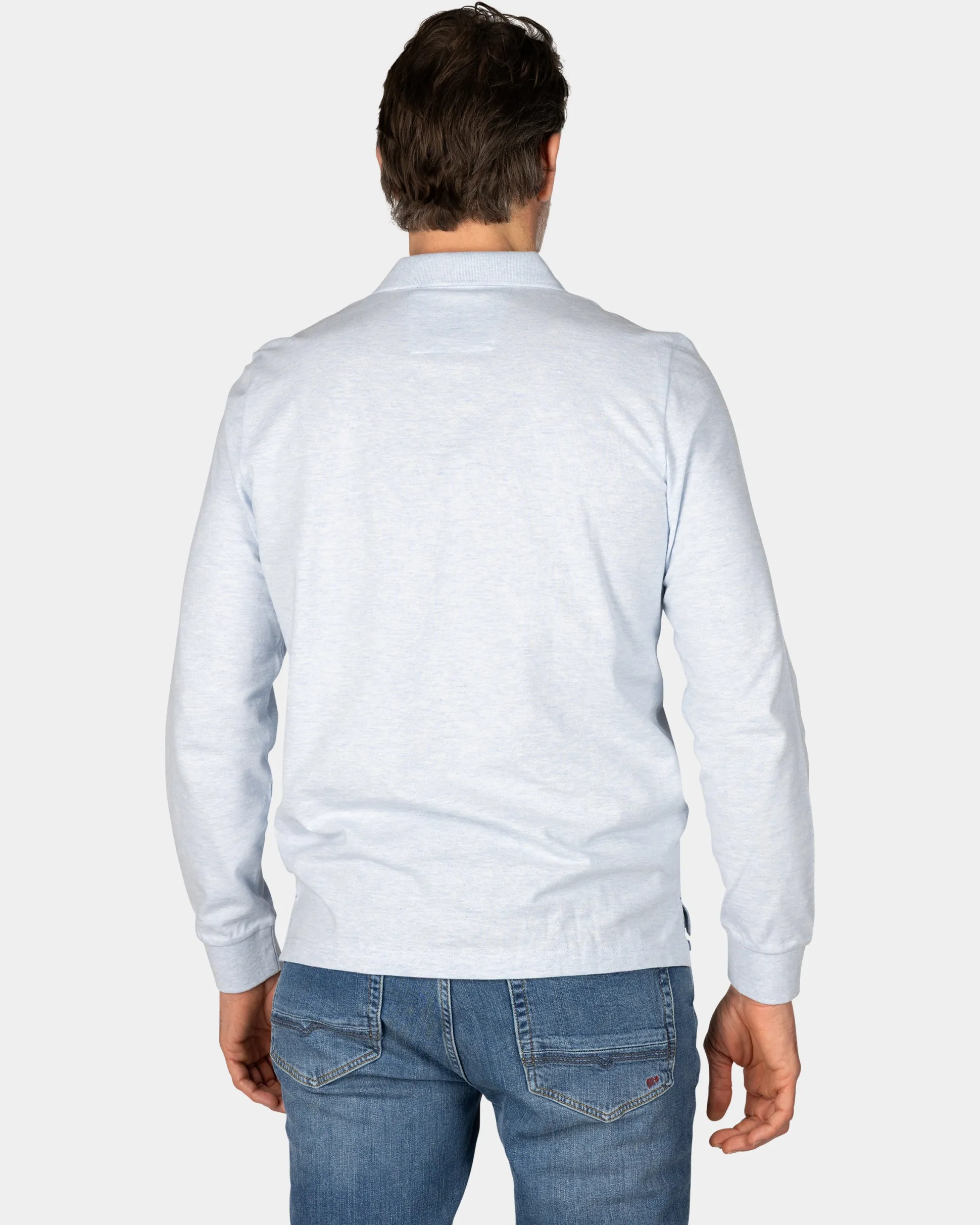 Long sleeve cotton blue polo