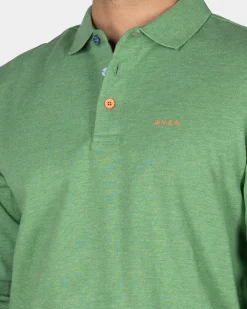 Long sleeve cotton green polo