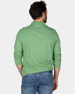 Long sleeve cotton green polo