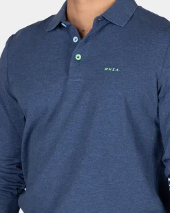 Long sleeve cotton navy polo