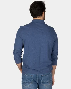 Long sleeve cotton navy polo