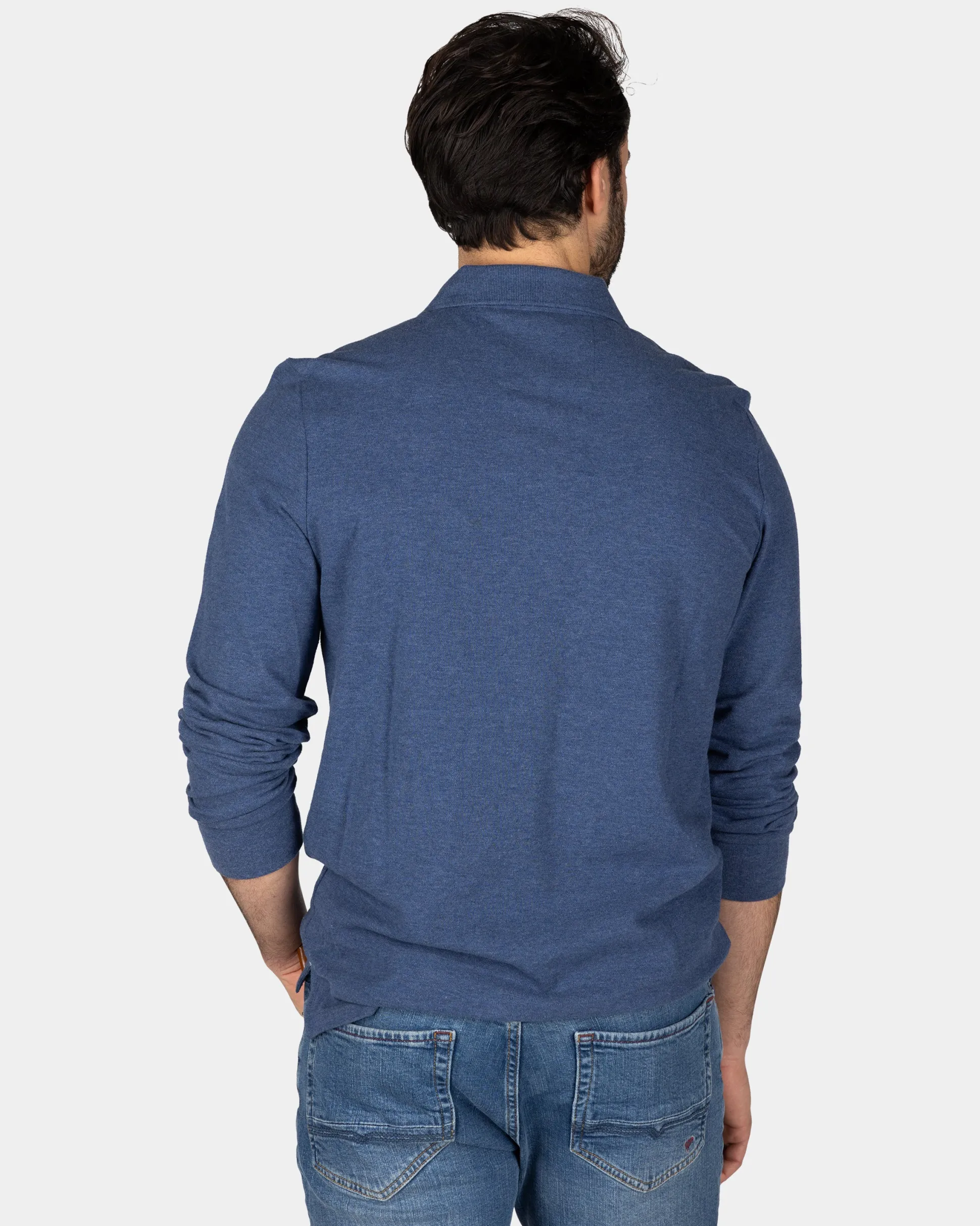 Long sleeve cotton navy polo