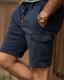 Lyocell cotton cargo shorts - Key Navy