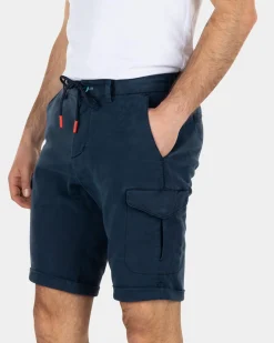 Lyocell cotton cargo shorts - Key Navy
