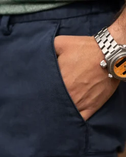 Lyocell cotton cargo shorts - Key Navy