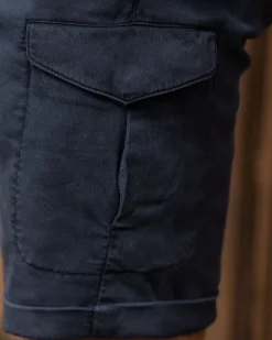 Lyocell cotton cargo shorts - Key Navy