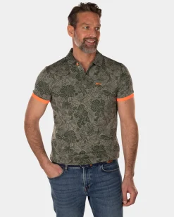 Lyocell flowerprinted polo shirt - High Summer Army