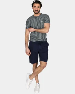 Moss Green T-Shirt with Small White Stripe