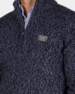 Mottled dark blue wool pullover - Winter Navy