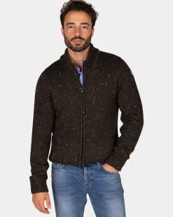 Mottled dark brown wool cardigan - Dark Mocca