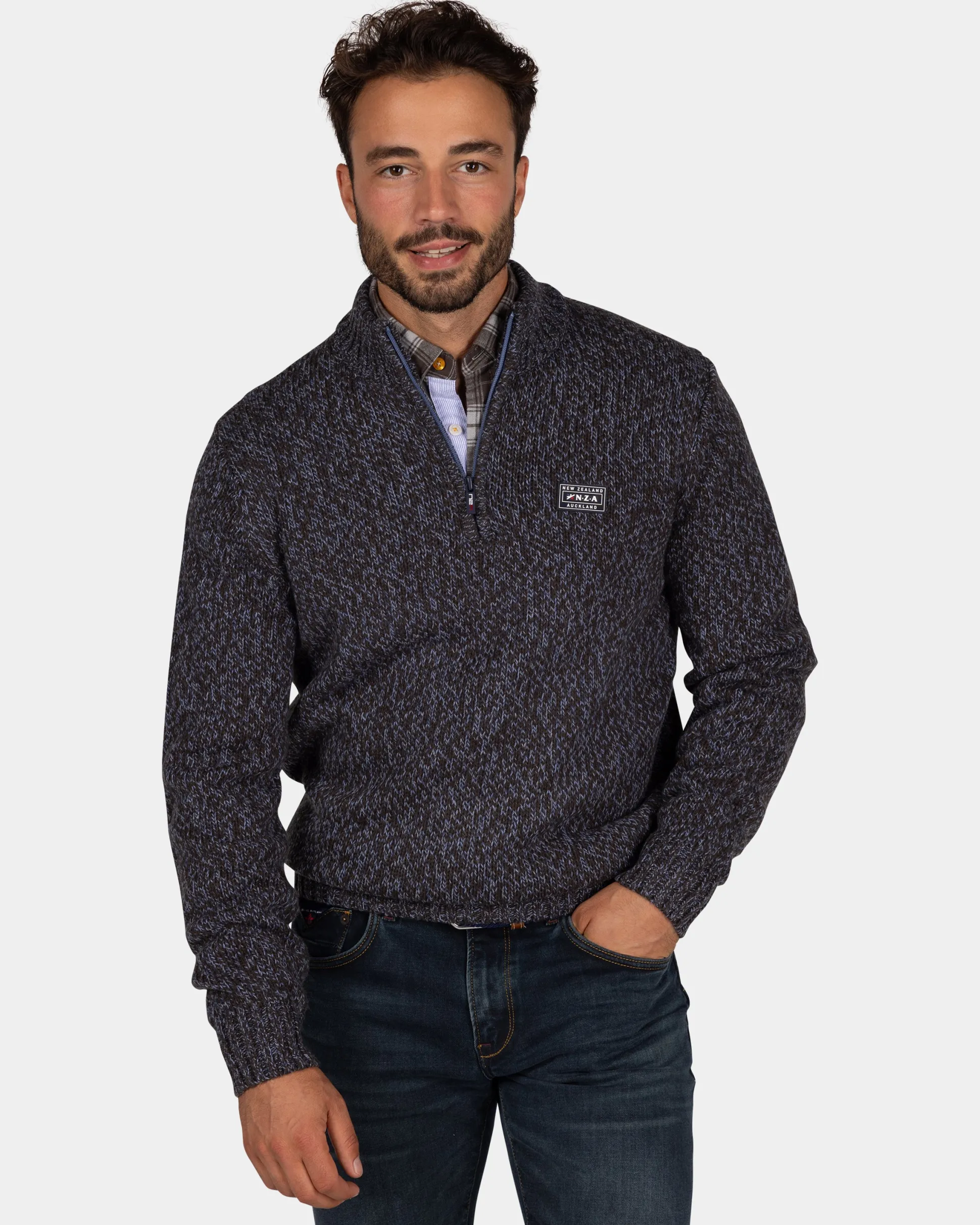 Mottled dark brown wool pullover - Dark Mocca