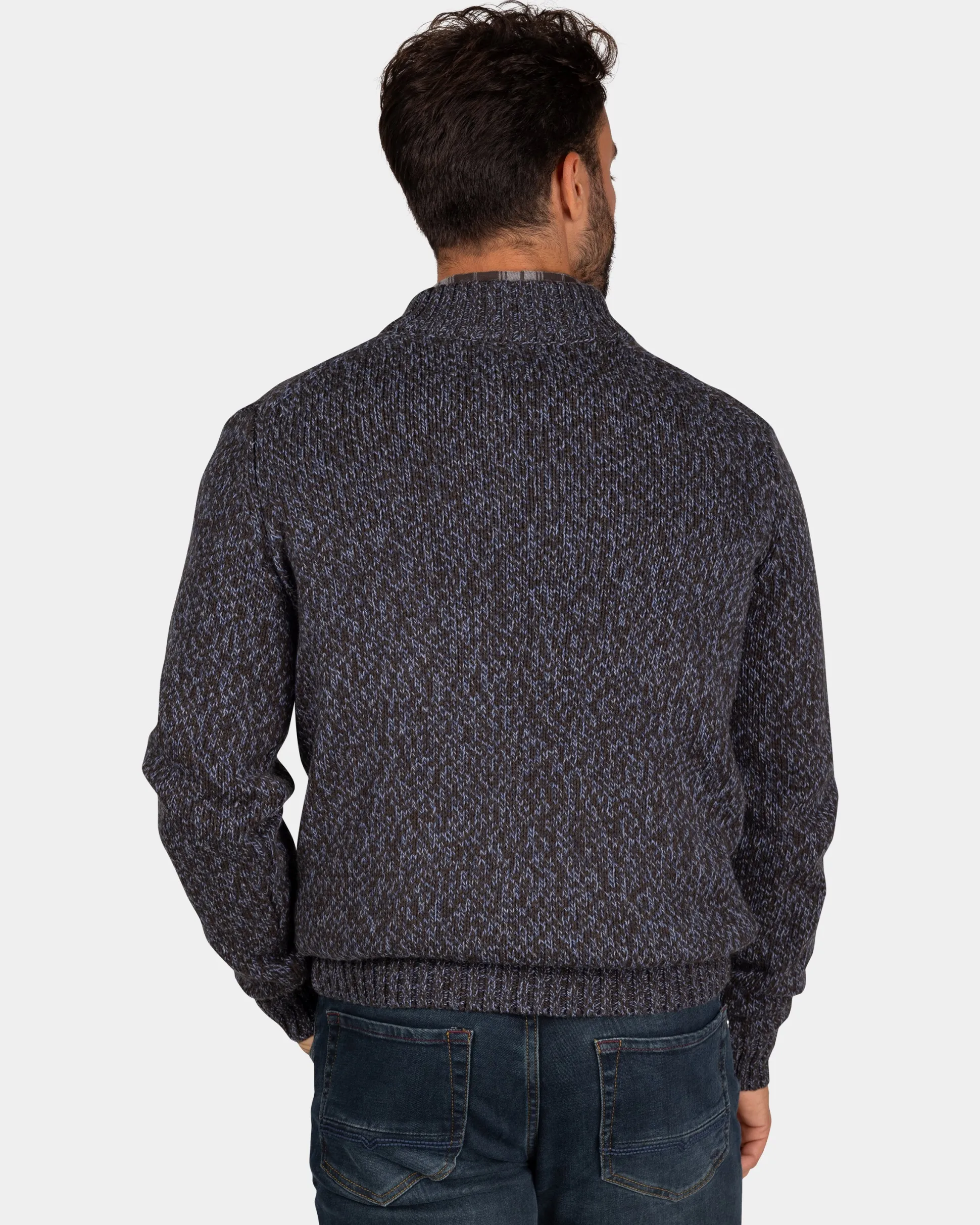 Mottled dark brown wool pullover - Dark Mocca