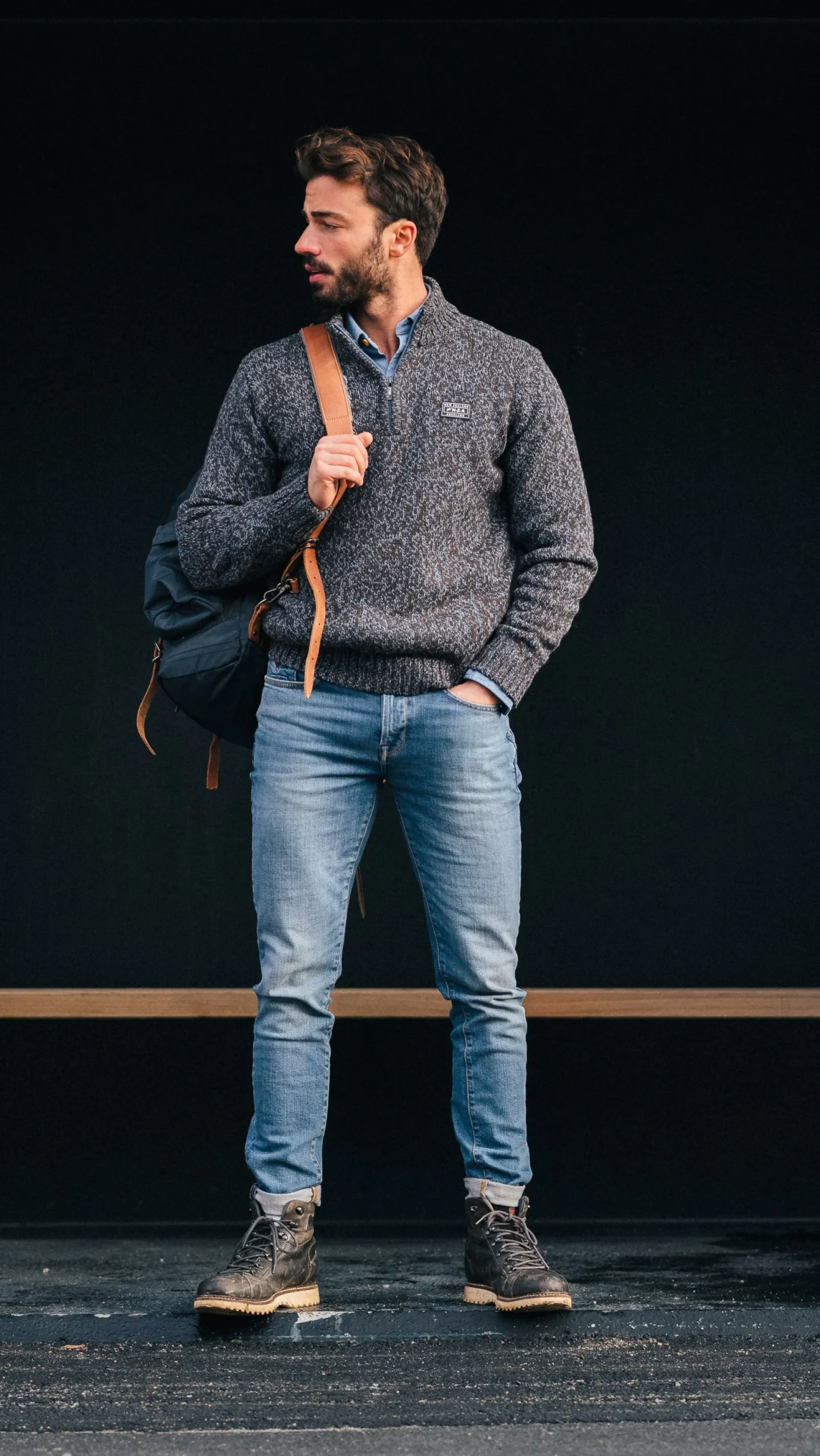 Mottled dark brown wool pullover - Dark Mocca