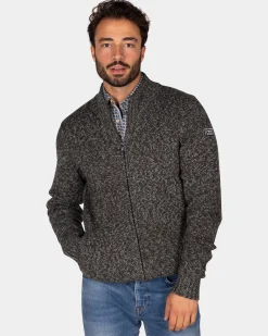 Mottled gray wool cardigan - Ash Grey