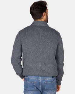 Mottled gray wool pullover - Ash Grey