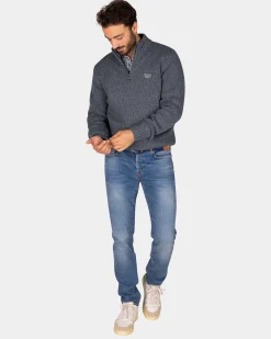 Mottled gray wool pullover - Ash Grey