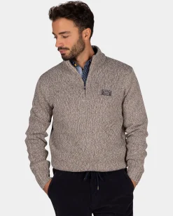 Mottled light brown wool pullover - Chestnut