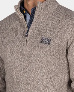 Mottled light brown wool pullover - Chestnut