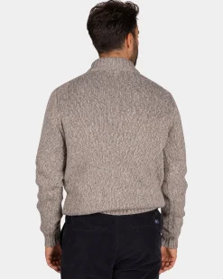 Mottled light brown wool pullover - Chestnut