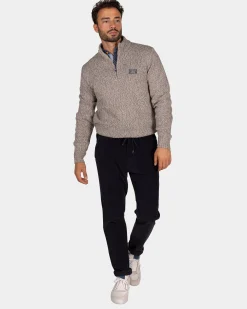 Mottled light brown wool pullover - Chestnut