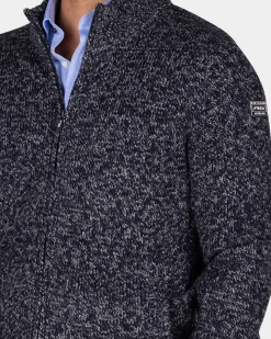 Mottled navy wool cardigan - Winter Navy