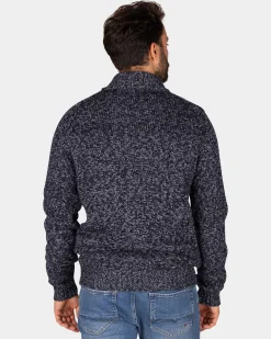 Mottled navy wool cardigan - Winter Navy