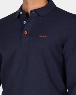 Navy cotton long sleeve polo - Autumn Navy