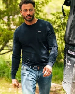 Navy cotton long sleeve shirt
