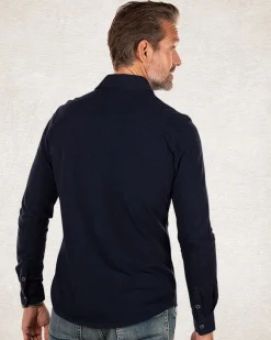Navy cotton long sleeved shirt - Pitch Navy