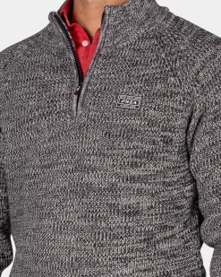 Navy cotton sweater with half-zip - Winter Navy