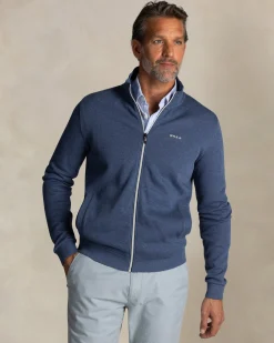 Navy full zip cotton sweater
