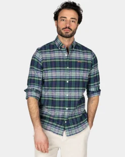 Navy Green Purple Checked Shirt