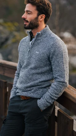 Navy knitted half-zip pullover - Winter Navy