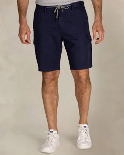 Navy linen cargo shorts