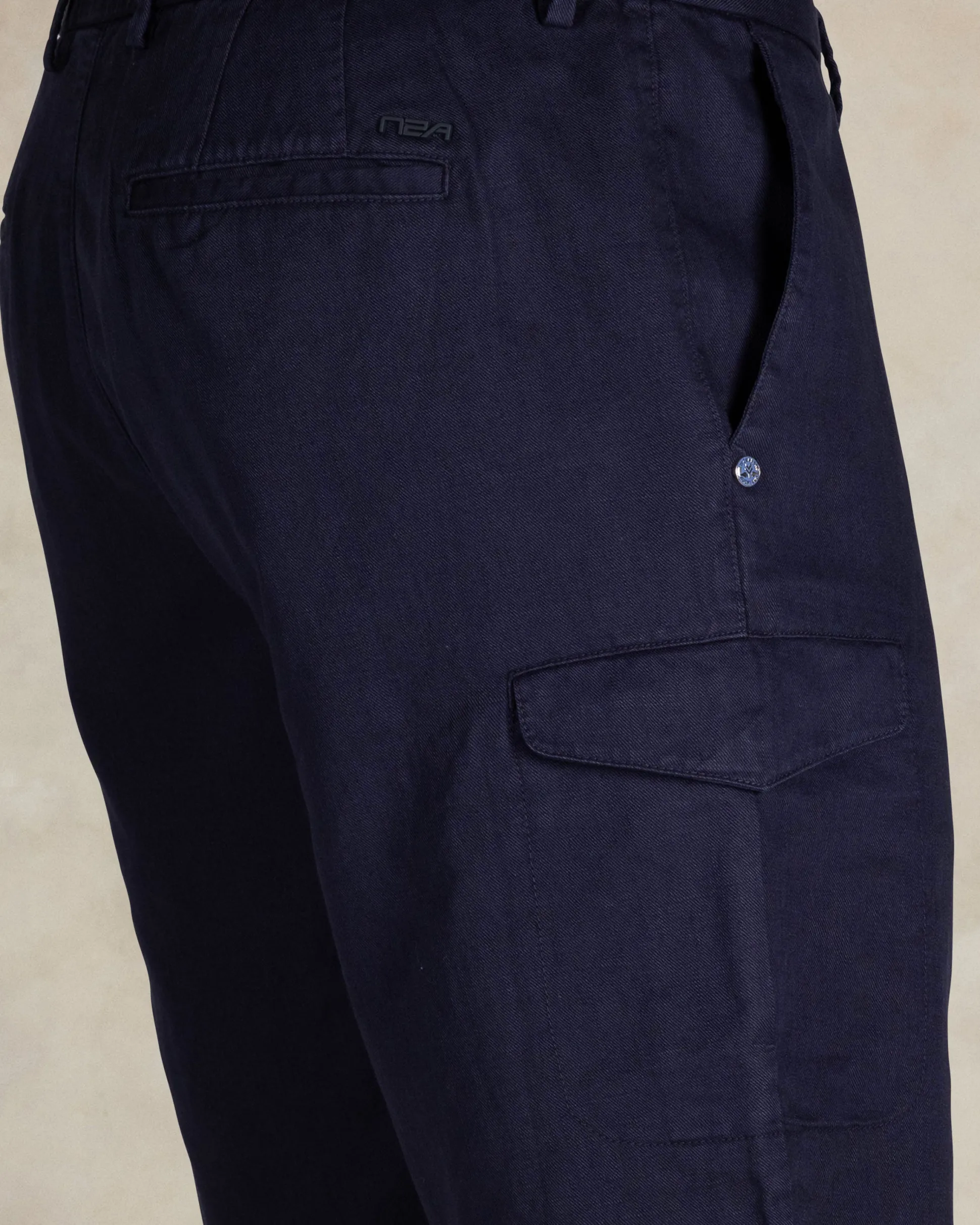 Navy linen cargo shorts