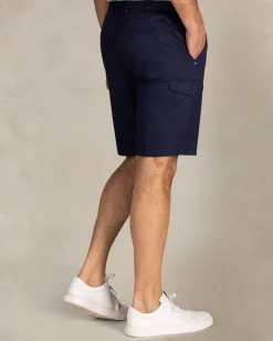 Navy linen cargo shorts