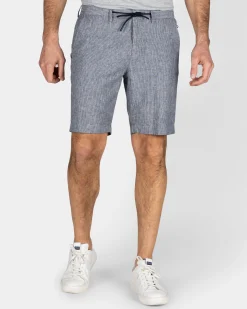 Navy Linen Cargo Shorts